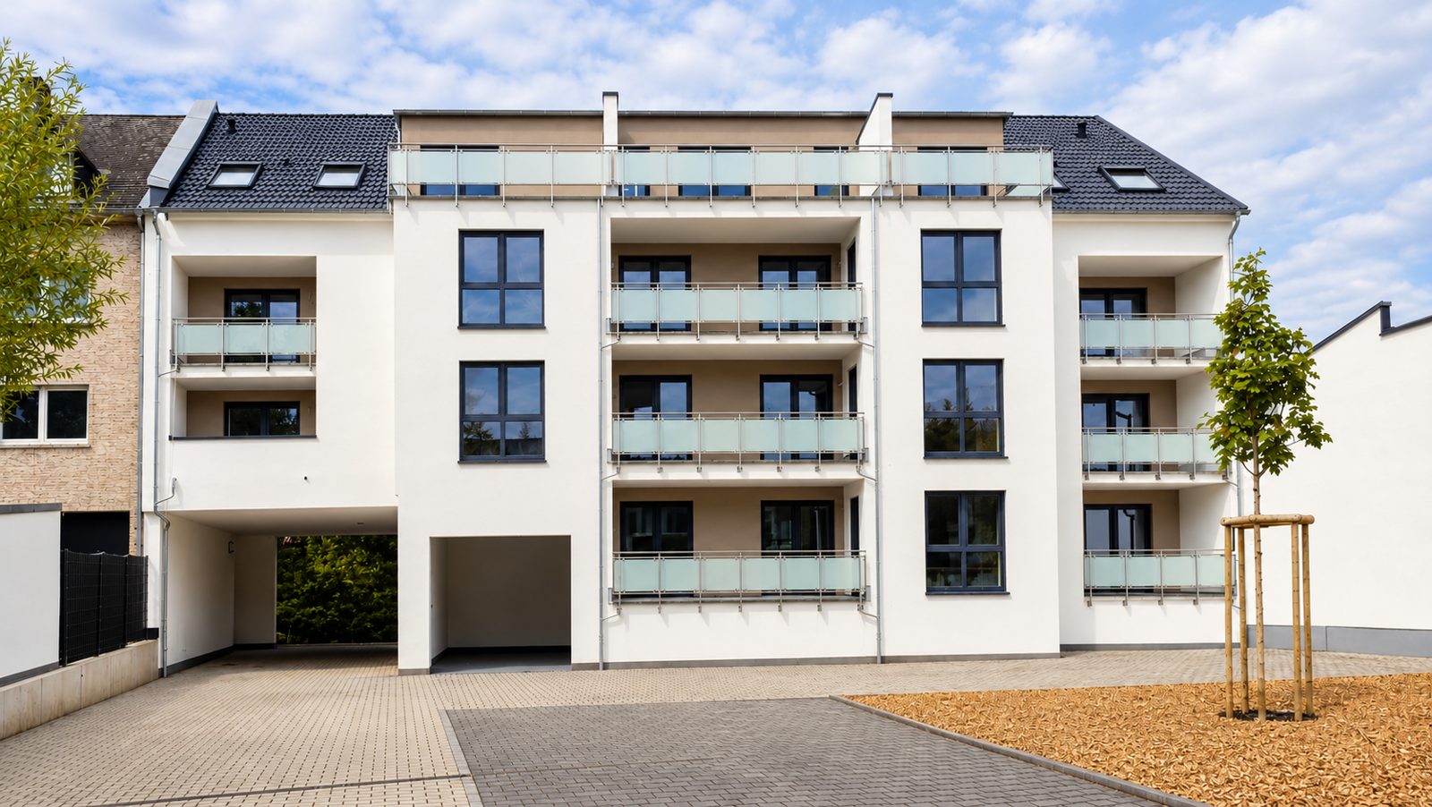 Cityquartier 75, Gartenseite mit Balkonen und Dachterrassen
